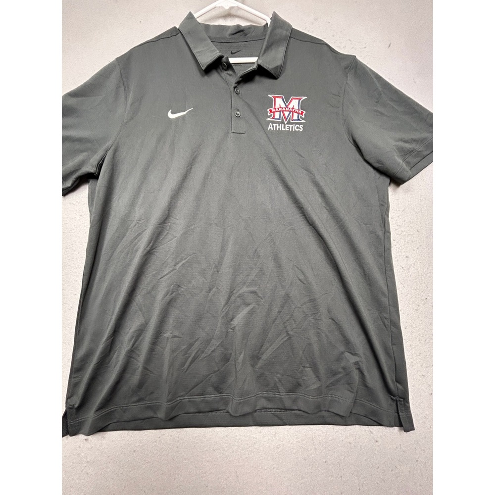 Nike Polo Shirt 100% Polyester Gray XL Mens Maranatha Athletics Dri-FIT